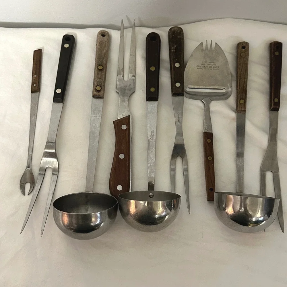 Ekco Flint Kitchen Utensil Lt Vintage Good Wood Handle Stainless Steel MCM Retro